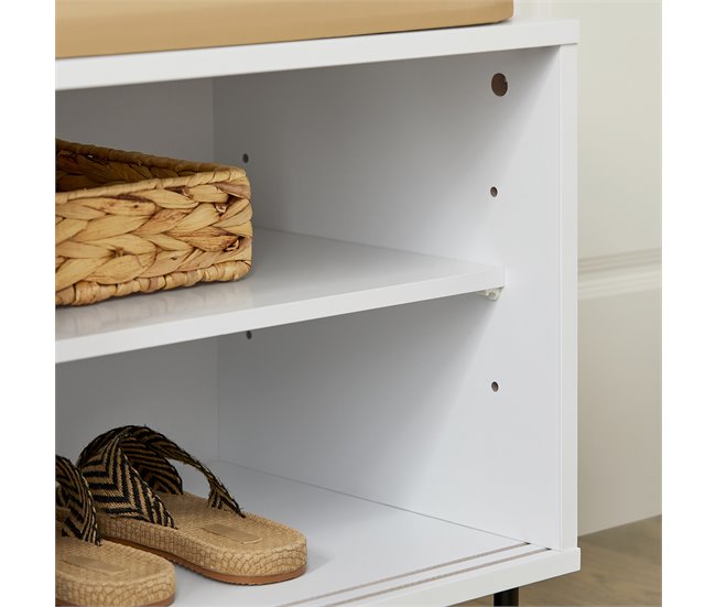 Banco para sapatos com portas de correr FSR116-W SoBuy Branco
