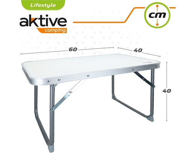 Mesa rebatível baixa Aktive Camping branca Branco
