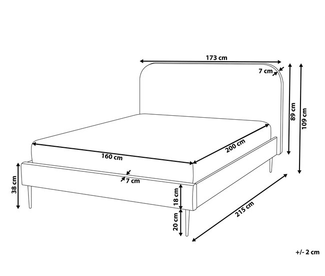 Beliani Cama Bombazine FLAYAT 173x215 Branco