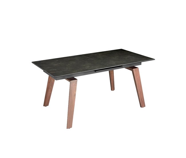 ANGEL CERDA Mesa de jantar extensível em mármore preto Nogal