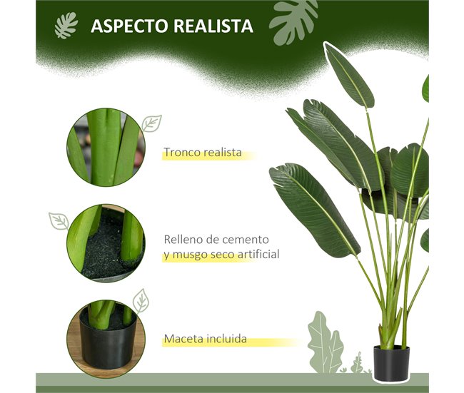 Planta Artificial Bananeira PE e Tecido HOMCOM Verde