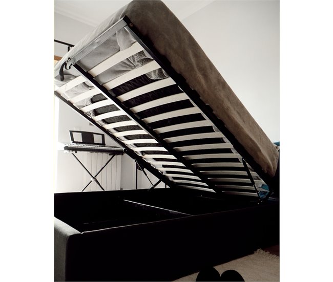 Beliani Cama com estrado Poliéster DINAN 147x214 Cinza Escuro