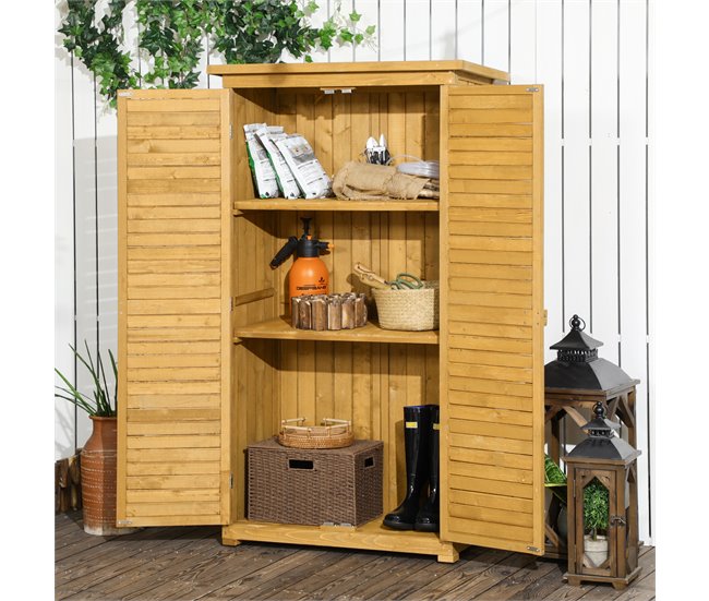 Armário de Madeira Madeira de Abeto Outsunny Castanho