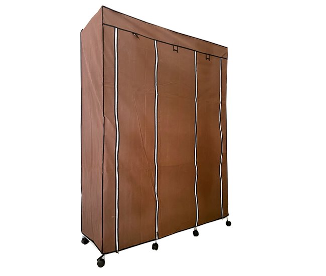 Armário de tecido com portas e rodas com zíper Nyana Home 125 Castanho