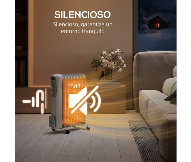 Aquecedor a Óleo Aço e Plástico HOMCOM Branco