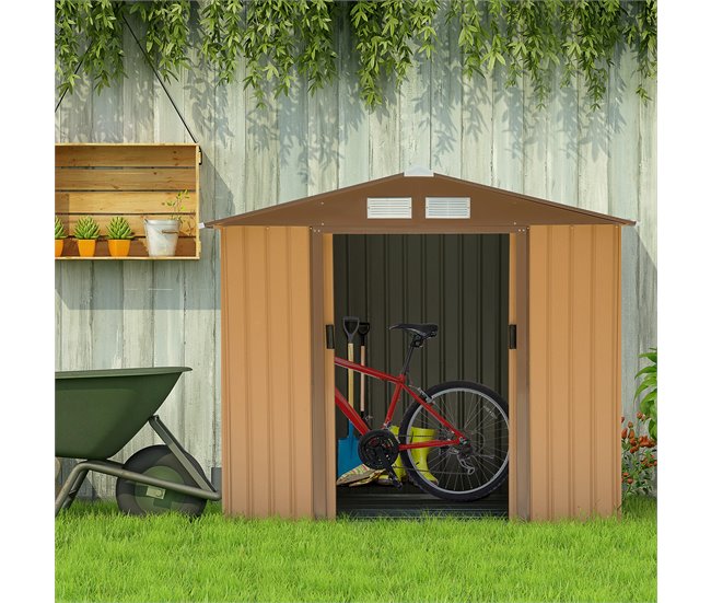 Abrigo de Jardim Aço Galvanizado e PP Outsunny 213 Amarelo
