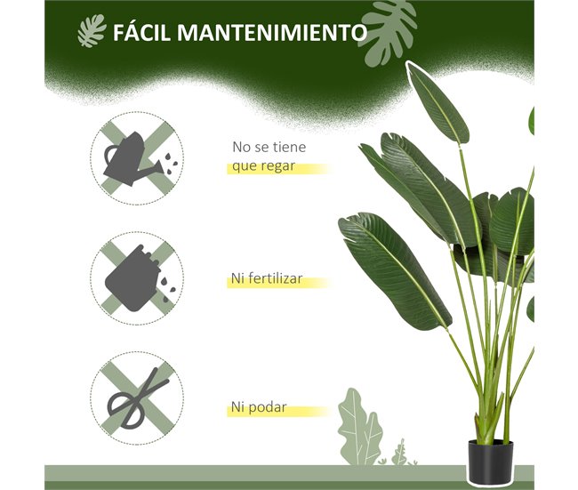 Planta Artificial Bananeira PE e Tecido HOMCOM Verde