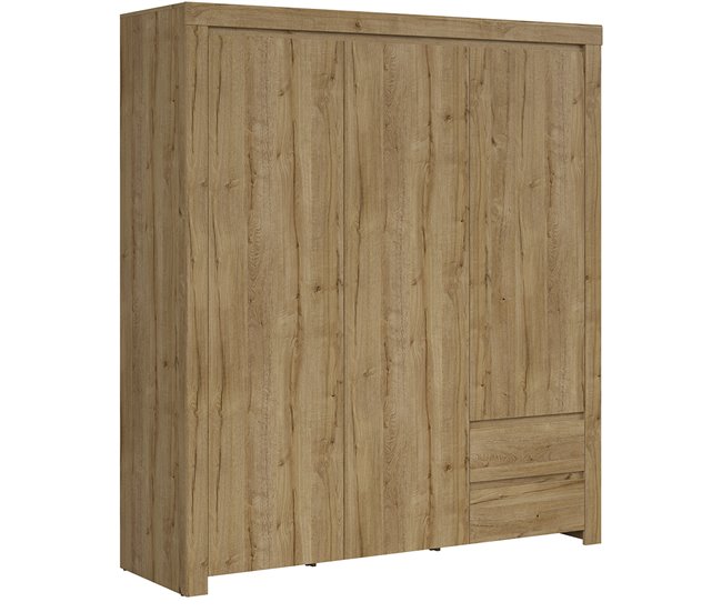 Armário de 3 portas e 2 gavetas Hella Castanho Claro