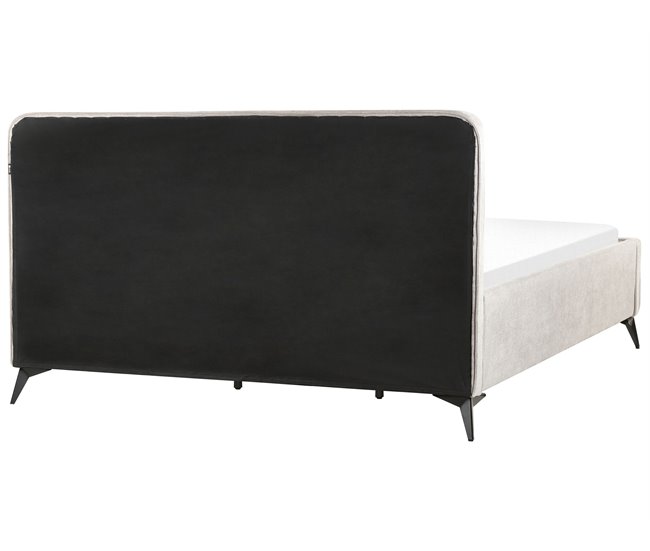 Beliani Cama com estrado Poliéster VALOGNES 192x220 Cinza Claro