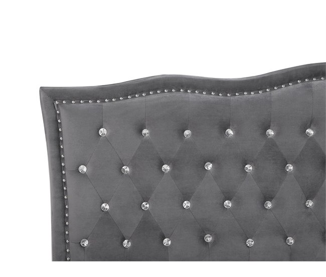 Beliani Cama com armazenamento Veludo METZ 189x215 Cinza Escuro