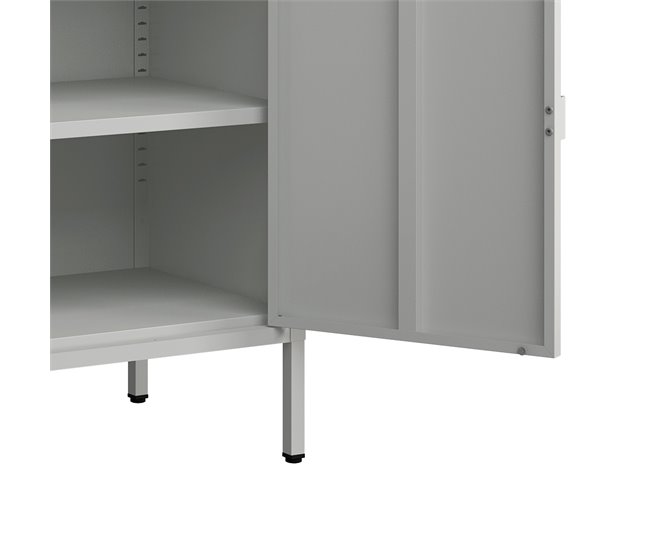 Armário de escritório Hailuoto com compartimentos e 2 portas Cinza