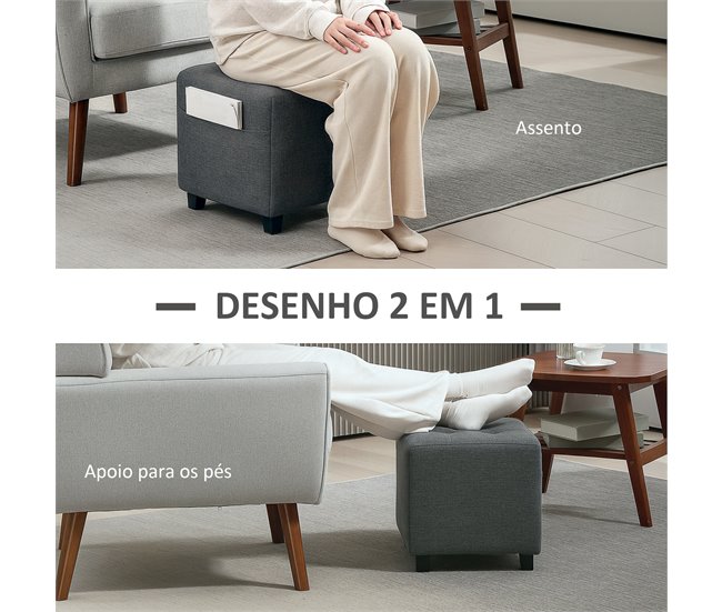 Apoio para os Pés Poliéster HOMCOM, casa - quarto Cinza