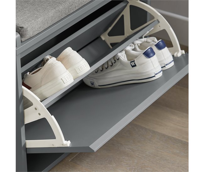 Banco de sapatos com 1 aba SoBuy FSR98-SCH 62 Cinza