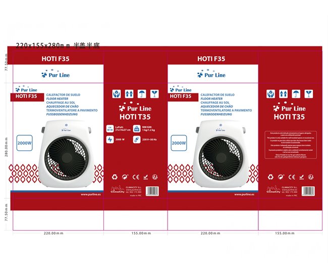 Aquecedor de piso vertical 2000W Branco