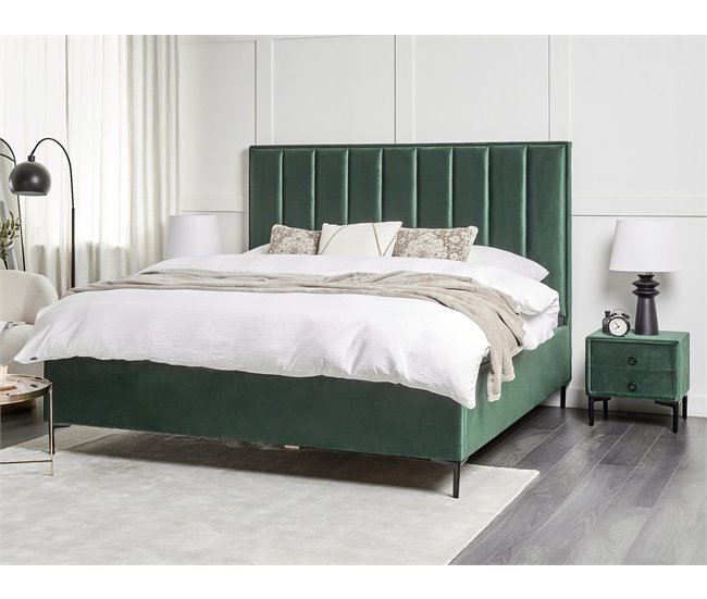 Beliani Cama com armazenamento Veludo SEZANNE 190x215 Rosa
