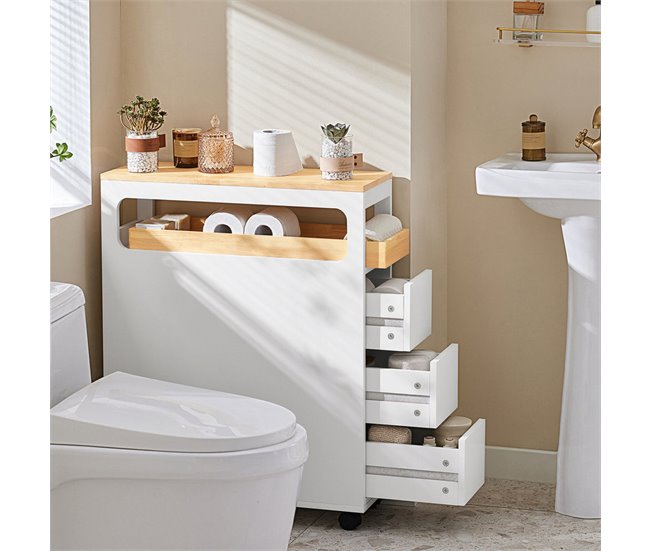 Armário de casa de banho BZR54-W SoBuy Branco