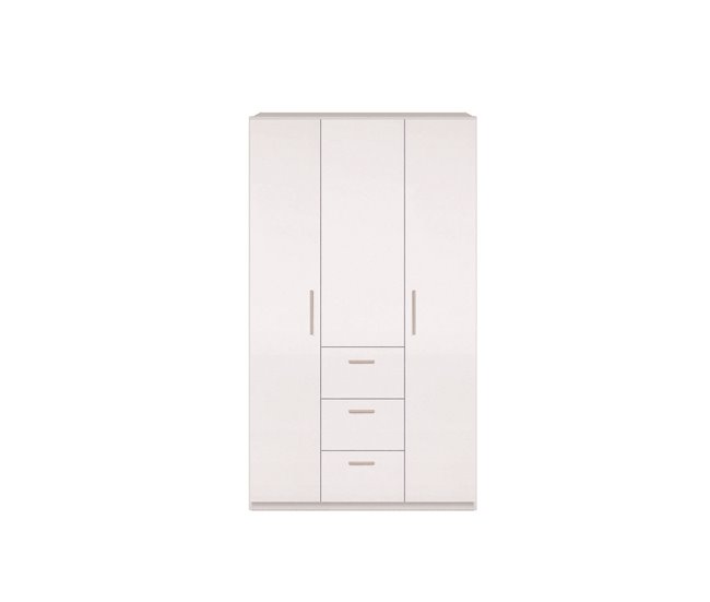 Armário de 3 portas com efeito madeira Branco