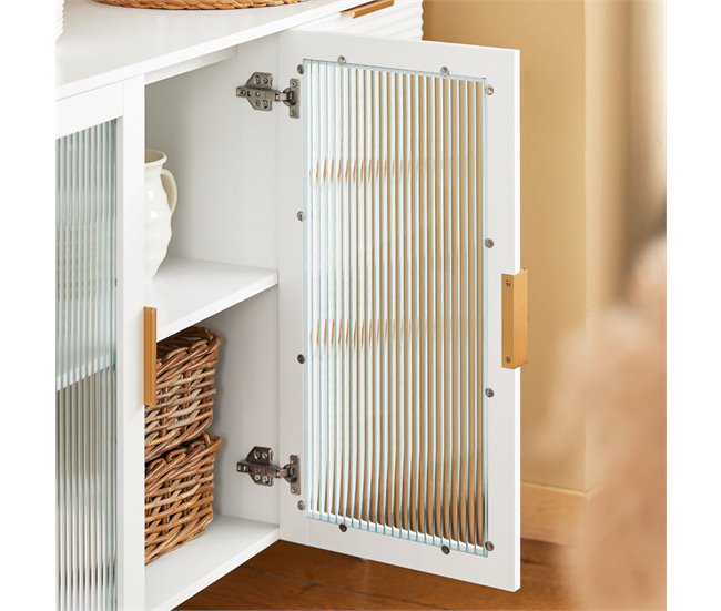 Aparador de cozinha com vitrine de vidro FSB86-W SoBuy Branco