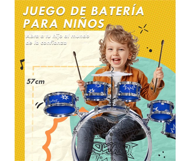 Bateria para Crianças ABS e Aço AIYAPLAY Azul