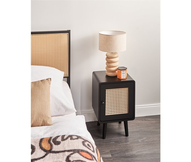 Beliani Mesinha de cabeceira LEFROY 33 Preto