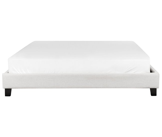 Beliani Cama com estrado Poliéster ROANNE 190x213 Cinza Claro