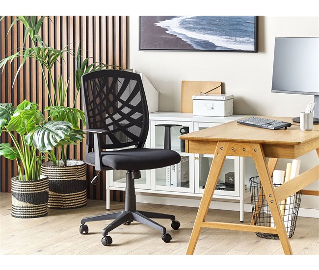 Beliani Silla de oficina BONNY Preto