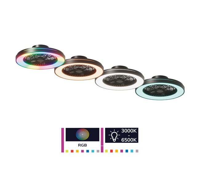 Ventoinha de teto CALIX retrátil LED com motor DC Preto
