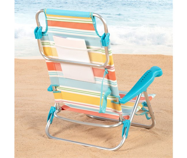Aktive Pacote de 2 cadeiras de praia dobráveis 7 posições Multicor