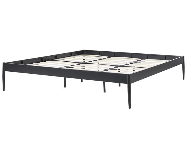 Beliani Cama com estrado Aço VAURS 187x206 Branco