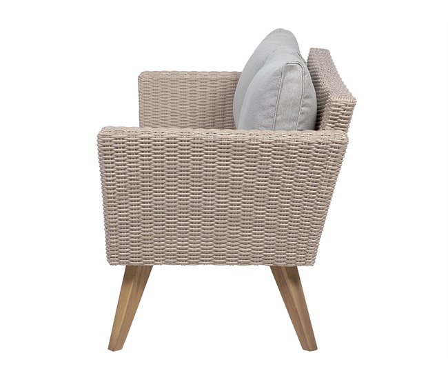 Beliani Conjunto lounge Ratan sintético VITTORIA Cinza Escuro