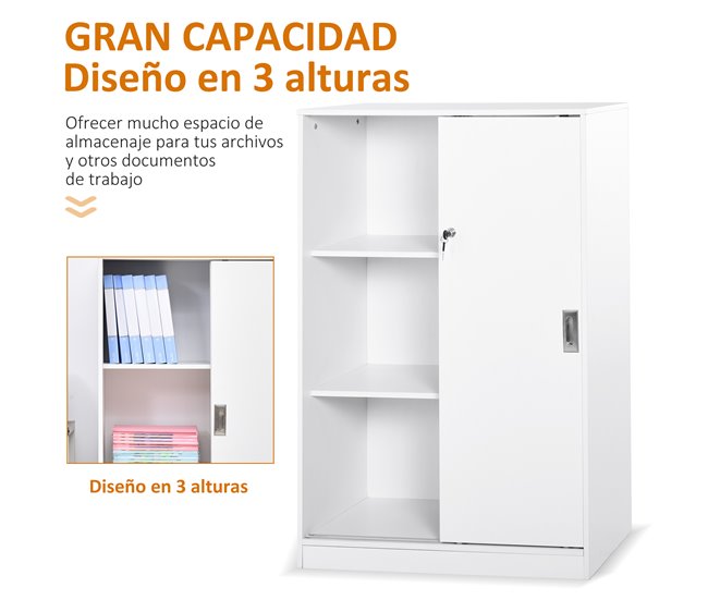 Armário de arquivo Painel de partículas E1 HOMCOM Branco