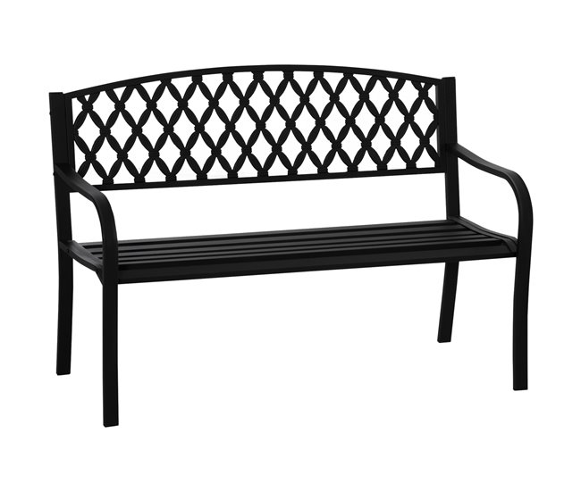 Banco de Jardim Aço e Ferro Fundido Outsunny 128x58 Preto