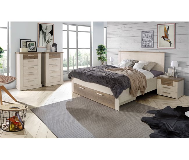 cama de casal 150x190 cm VERONA Carvalho