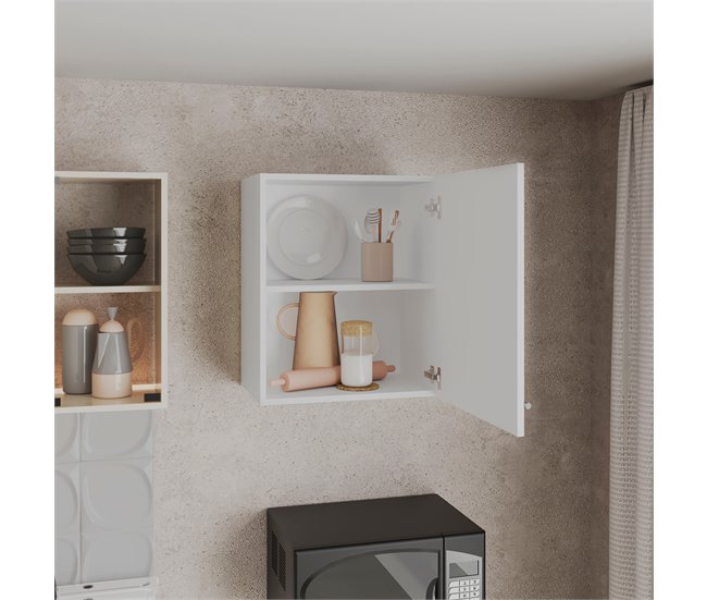 Armário Manchester em melamina com 2 prateleiras e 1 porta 50 Branco