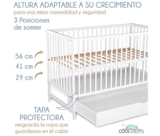 Berço Maipo + Gaveta com Guia e Tampa Branco