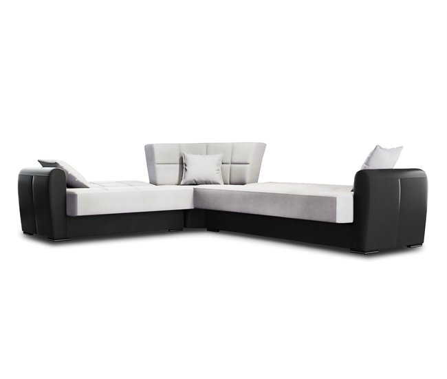 Sofá cama com península de tecido Dgytkjæ Cinza Claro