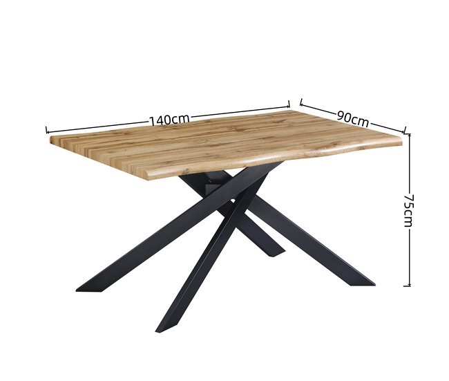 Mesa de jantar fixa LIMA cor carvalho  Preto/ Madeira