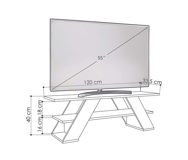Balanço TV Mesa Sala de Estar Sala de Jantar 120 Branco