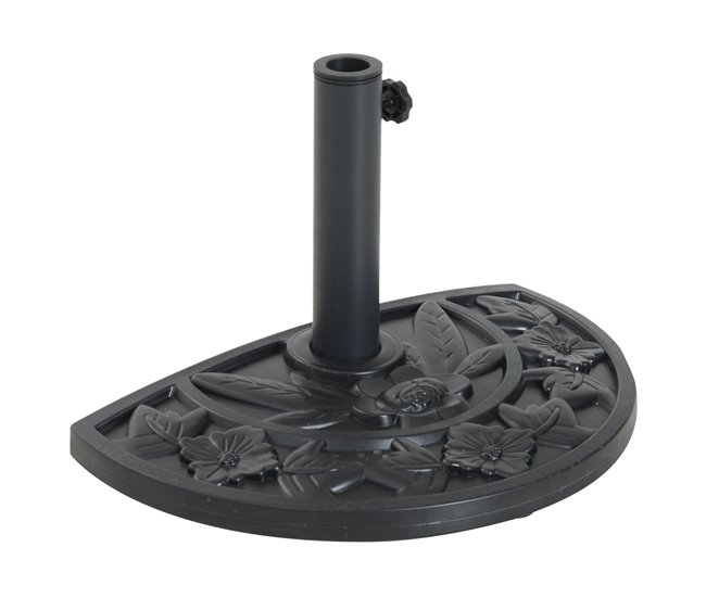 Base Chapéu de Sol Semicircular Aço, Cimento e HDPE Outsunny 50x32 Preto