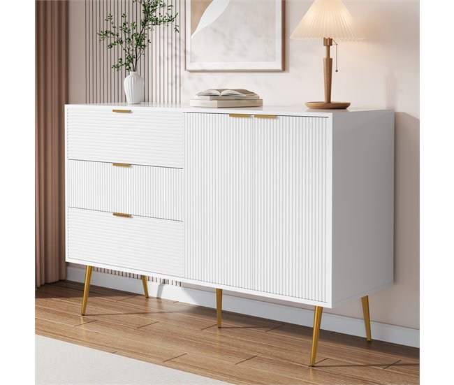 Aparador com 2 portas e 3 gavetas Branco