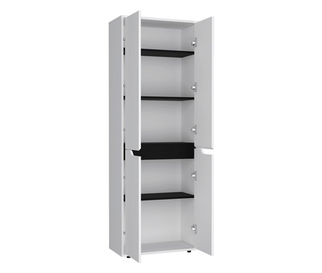 Armário de melamina Herring com 4 portas e 5 prateleiras Preto