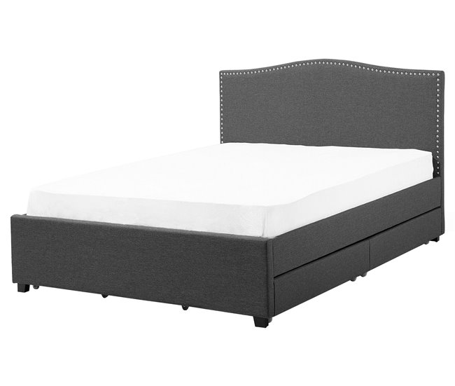 Beliani Cama com estrado Poliéster MONTPELLIER 167x213 Cinza Escuro