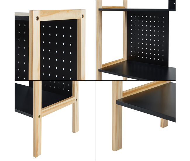 [en.casa] Estantes de Prateleiras Dønna Ypäjä 4 prateleiras MDF Preto/ Creme