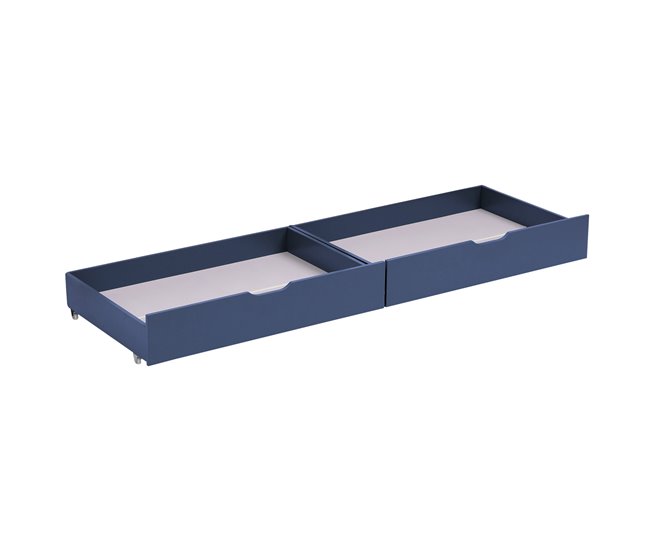 Conjunto de 2 gavetas de arrumação para cama de madeira Azul
