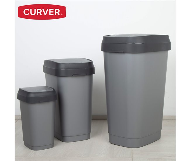 Curver Caixote do lixo com tampa basculante Dual Swing 50L Cinza