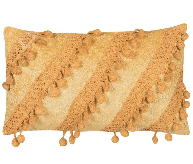 Beliani Almofada decorativa AYROOR Mostarda