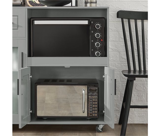 Aparador de cozinha com rodas 3 portas e 1 gaveta FSB78-HG SoBuy Cinza Claro