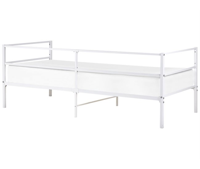 Beliani Cama com estrado Ferro BATTUT Branco