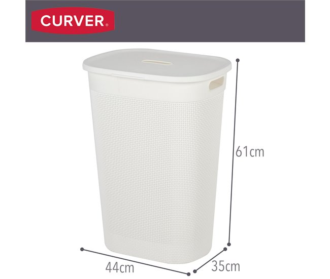 Curver Cesto para roupa suja Filo 55L com tampa Branco
