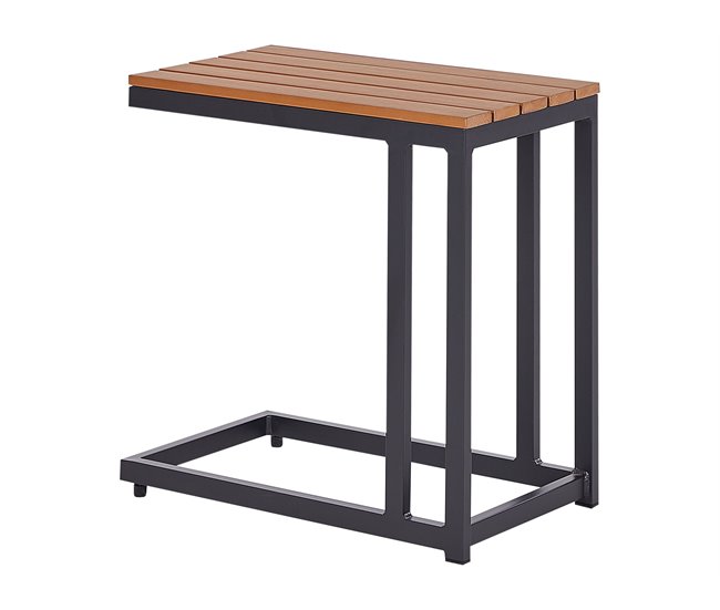 Beliani Mesa de jardim MESSINA 60x35 Preto/ Madeira